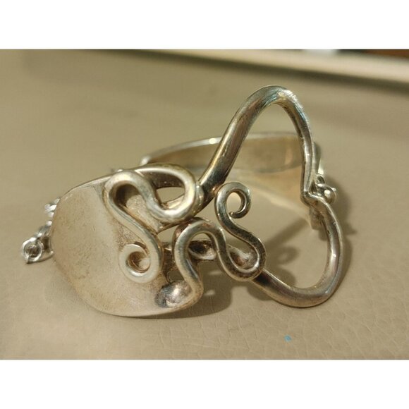 Heart Bracelet 1950 Gorham Sterling 14K WG Clasp 6 Fork Art Lily of The Valley - Picture 11 of 16